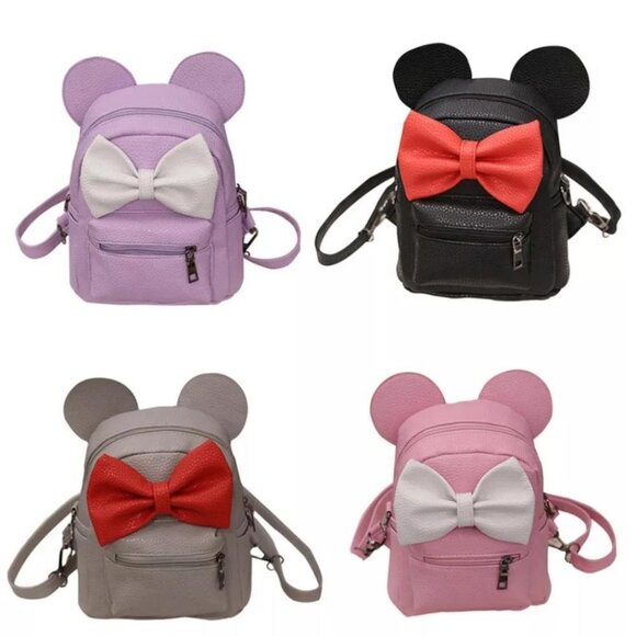 Vegan Leather Mini Mickey Violet & White Bow - Picture 3 of 8